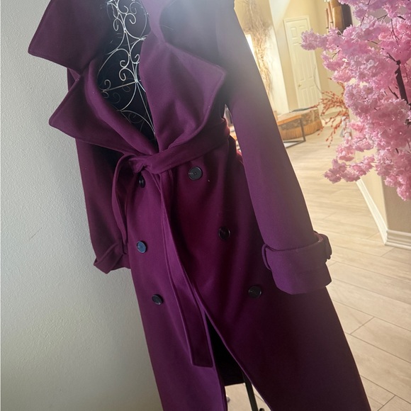 SHEIN Plum Double-Breasted Trench Coat😍 - Picture 3 of 4